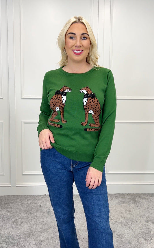 Green tiger jumper (Size UK 16)