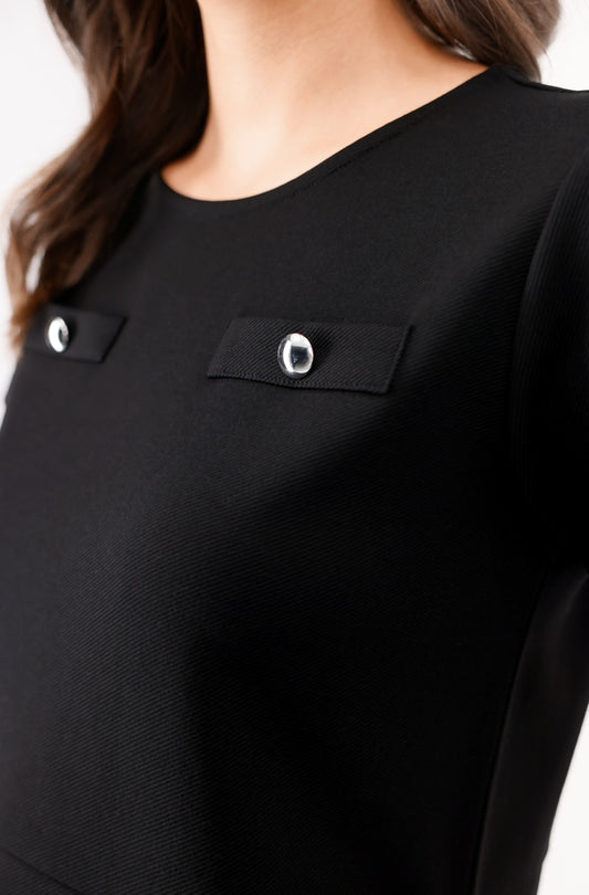 Black round neck top 992