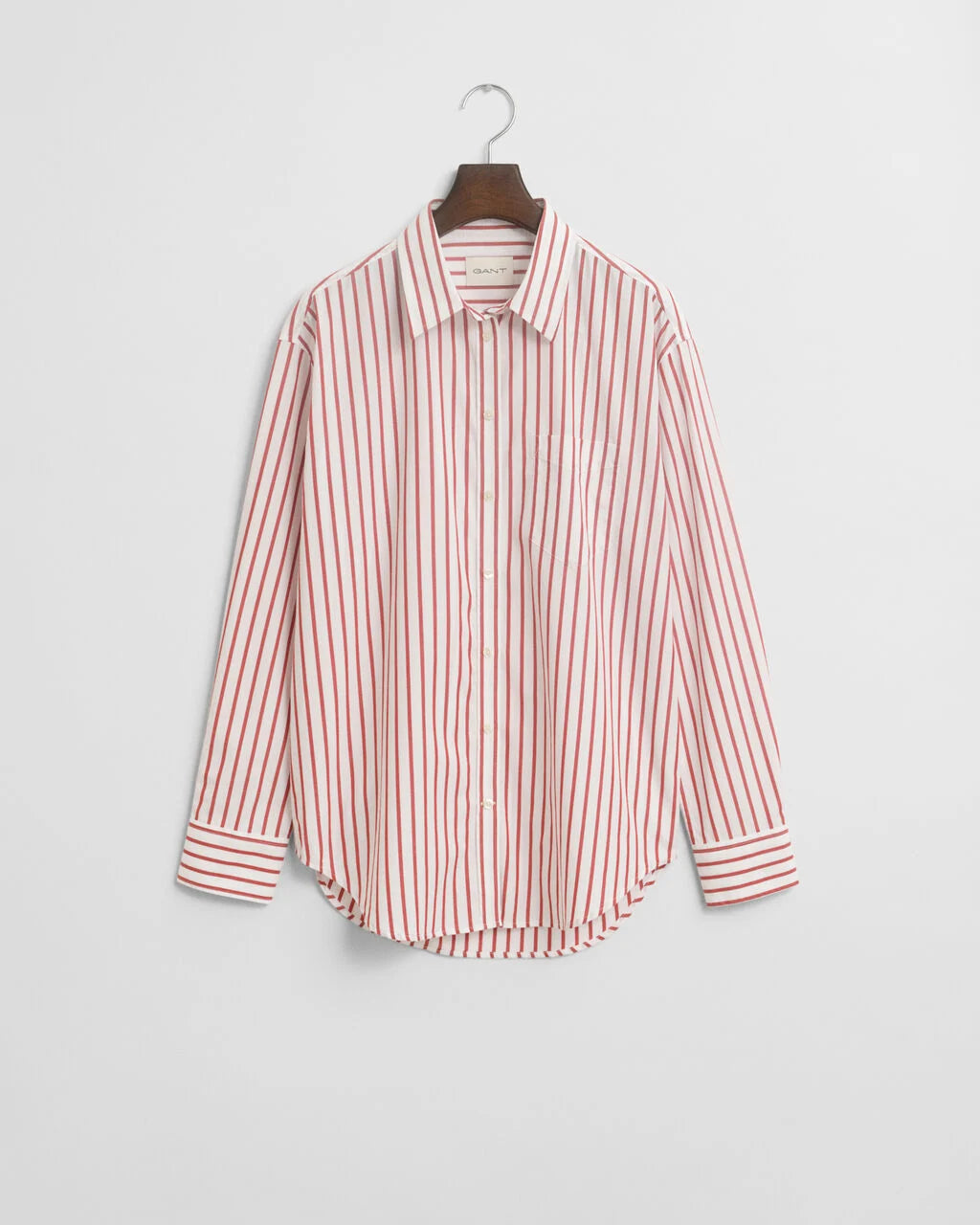 Relaxed Fit Classic Striped Poplin Shirt -modern rust