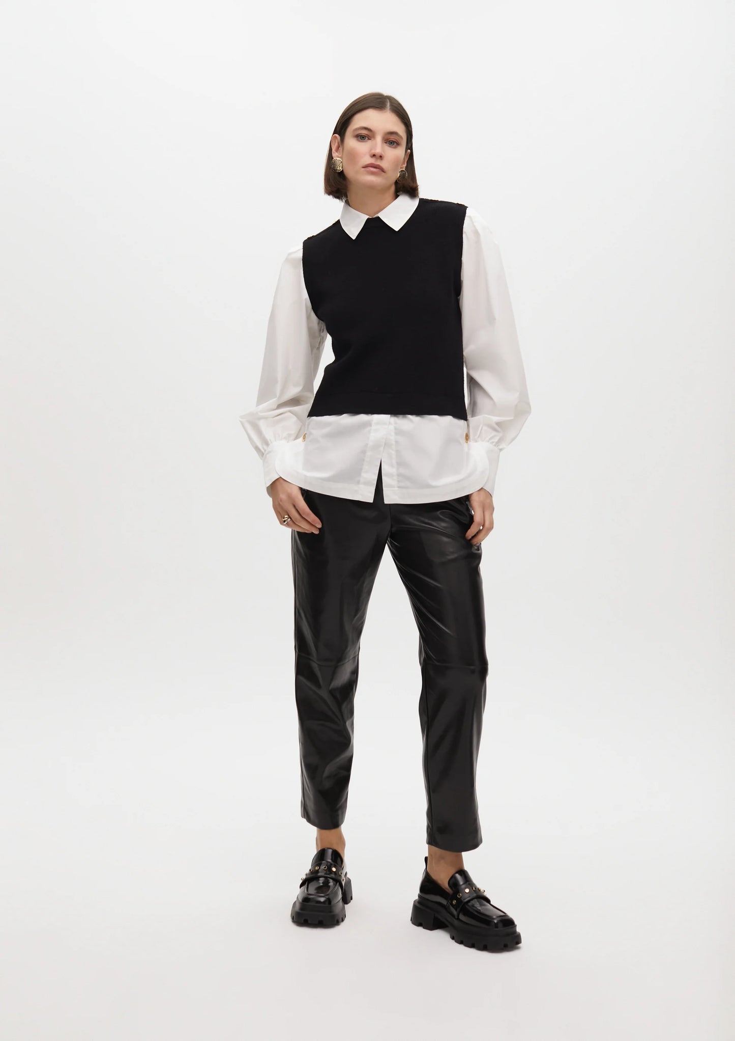 FAUX LEATHER JOGGING TROUSERS