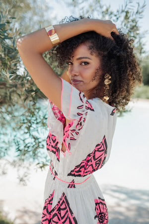 Pink black dress