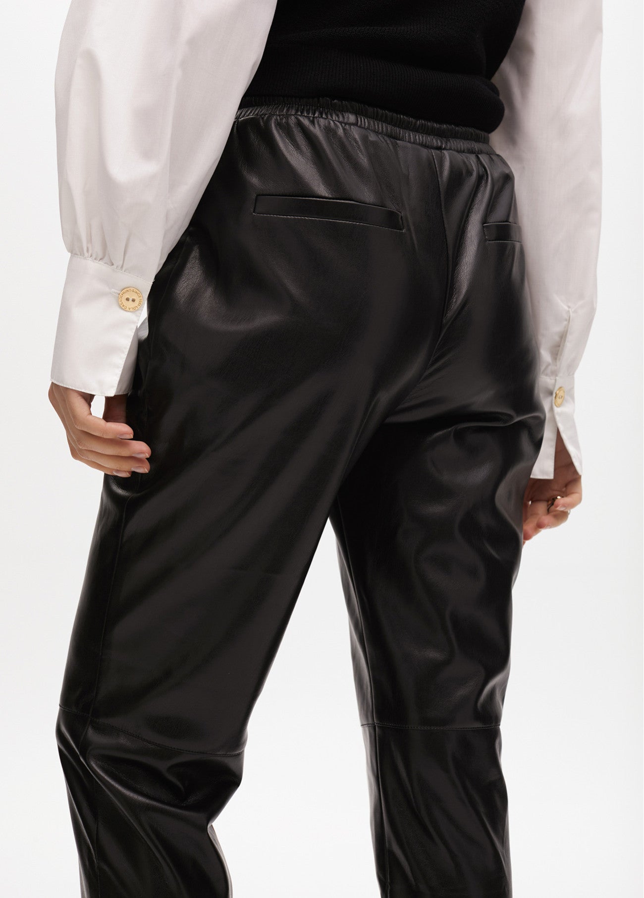 FAUX LEATHER JOGGING TROUSERS