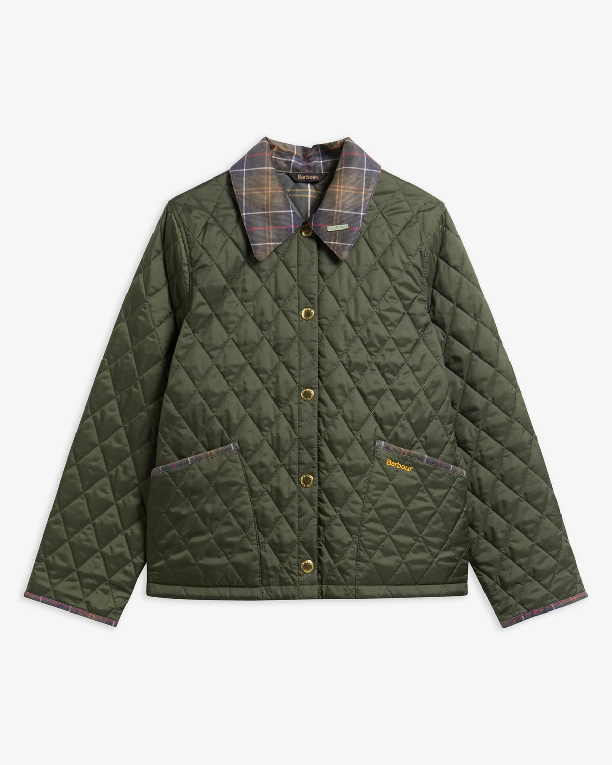 Tartan Collar Liddesdale Quilted Green Jacket L74
