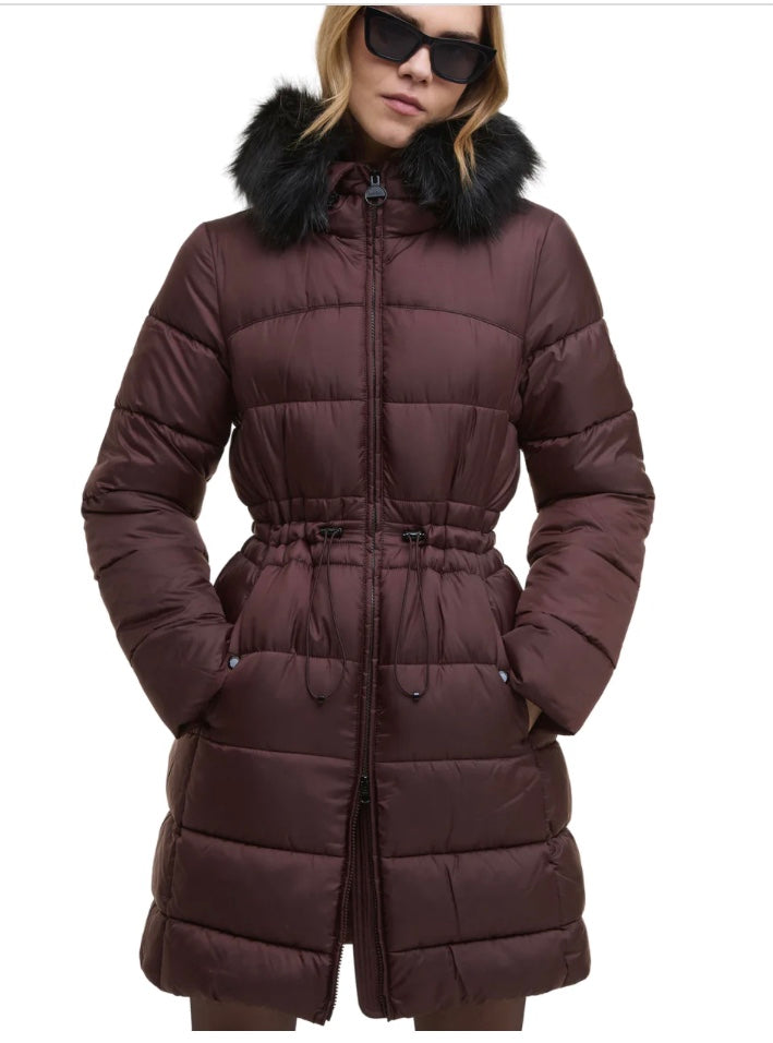 Anastasia red velvet puffa coat