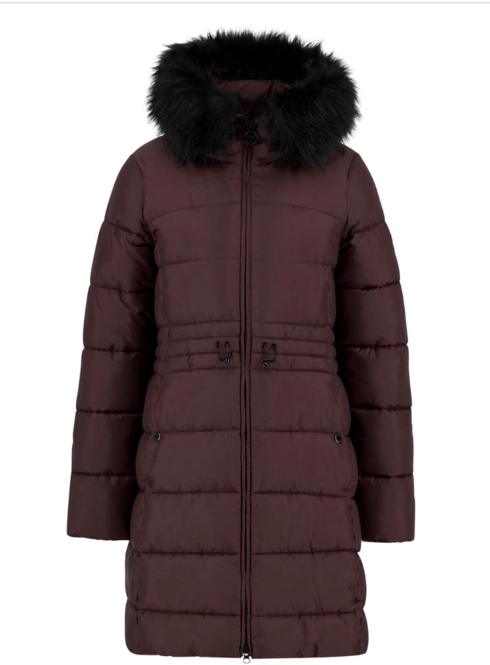 Anastasia red velvet puffa coat