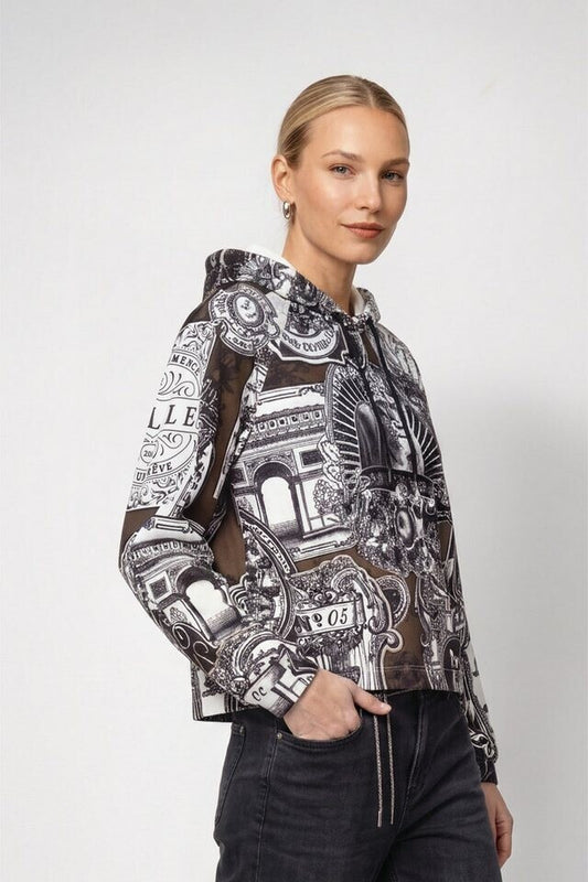 SWEATSHIRT WITH EMBLEM PATTERN Hood 853