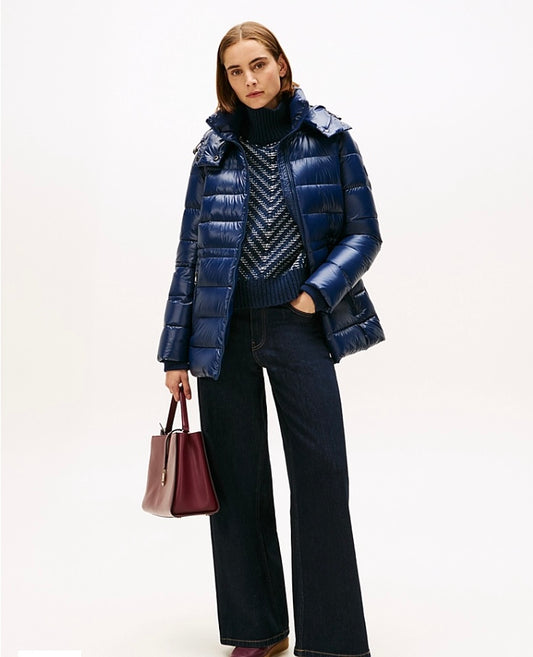 Navy gloss short coat