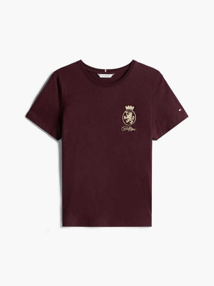 Gold Crest Tee- Deep Burgundy