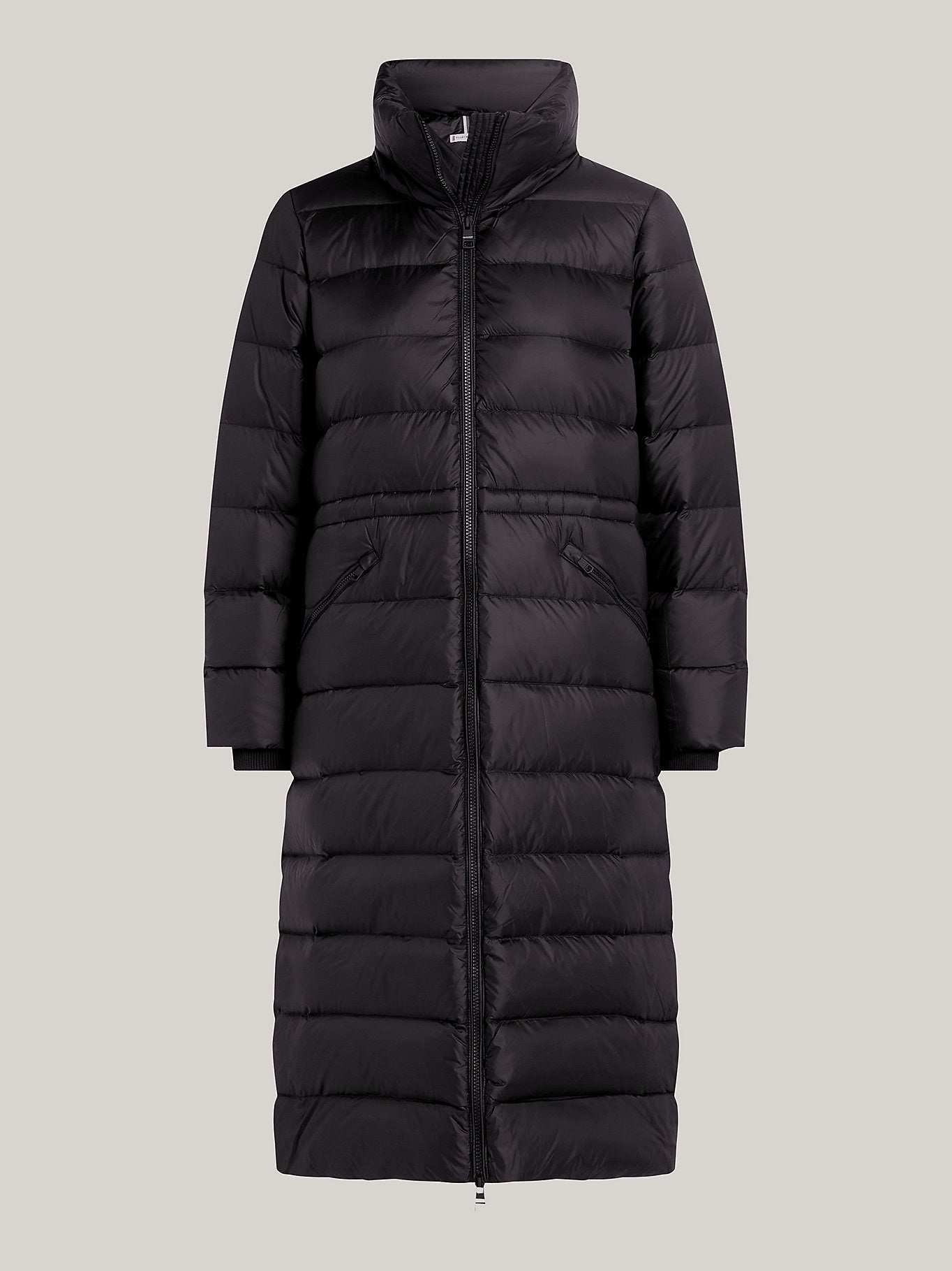Packable Hood Down Longline Coat- Black