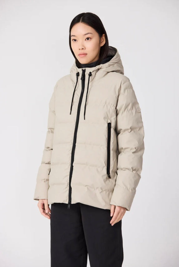 Nieve Stone Grey Short Puffa Jacket