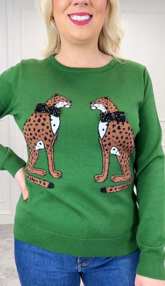 Green tiger jumper (Size UK 16)