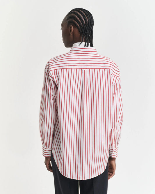 Relaxed Fit Classic Striped Poplin Shirt -modern rust