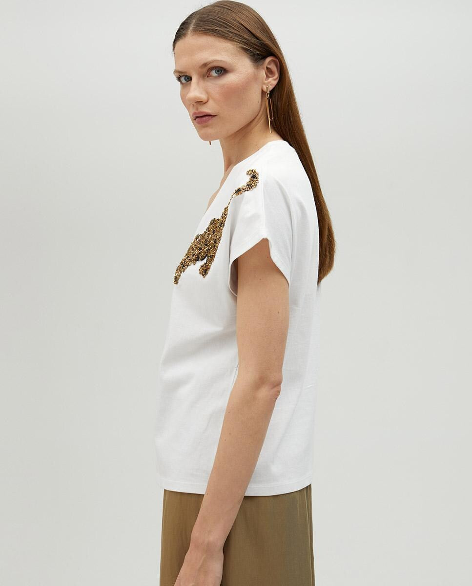 Camiseta white top with tiger detail