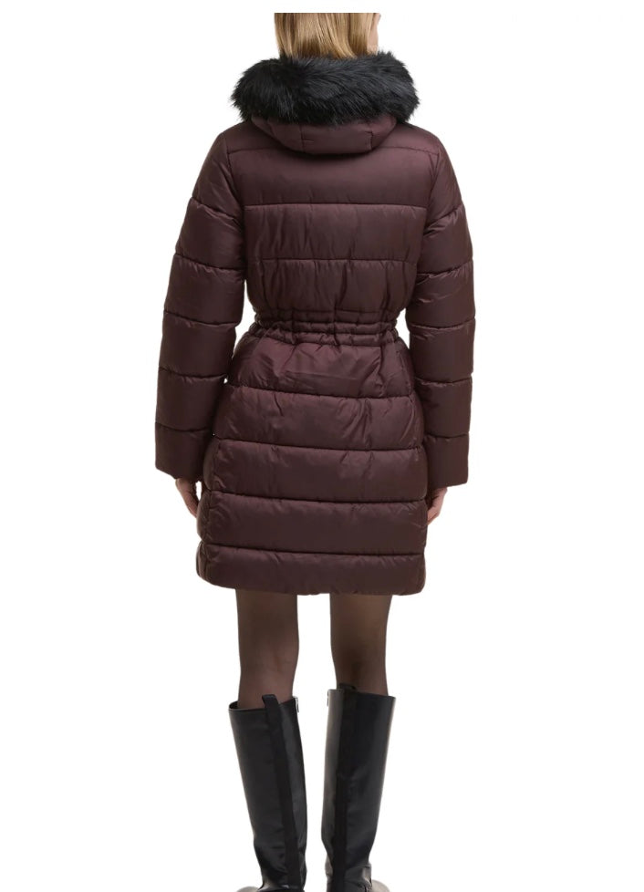 Anastasia red velvet puffa coat