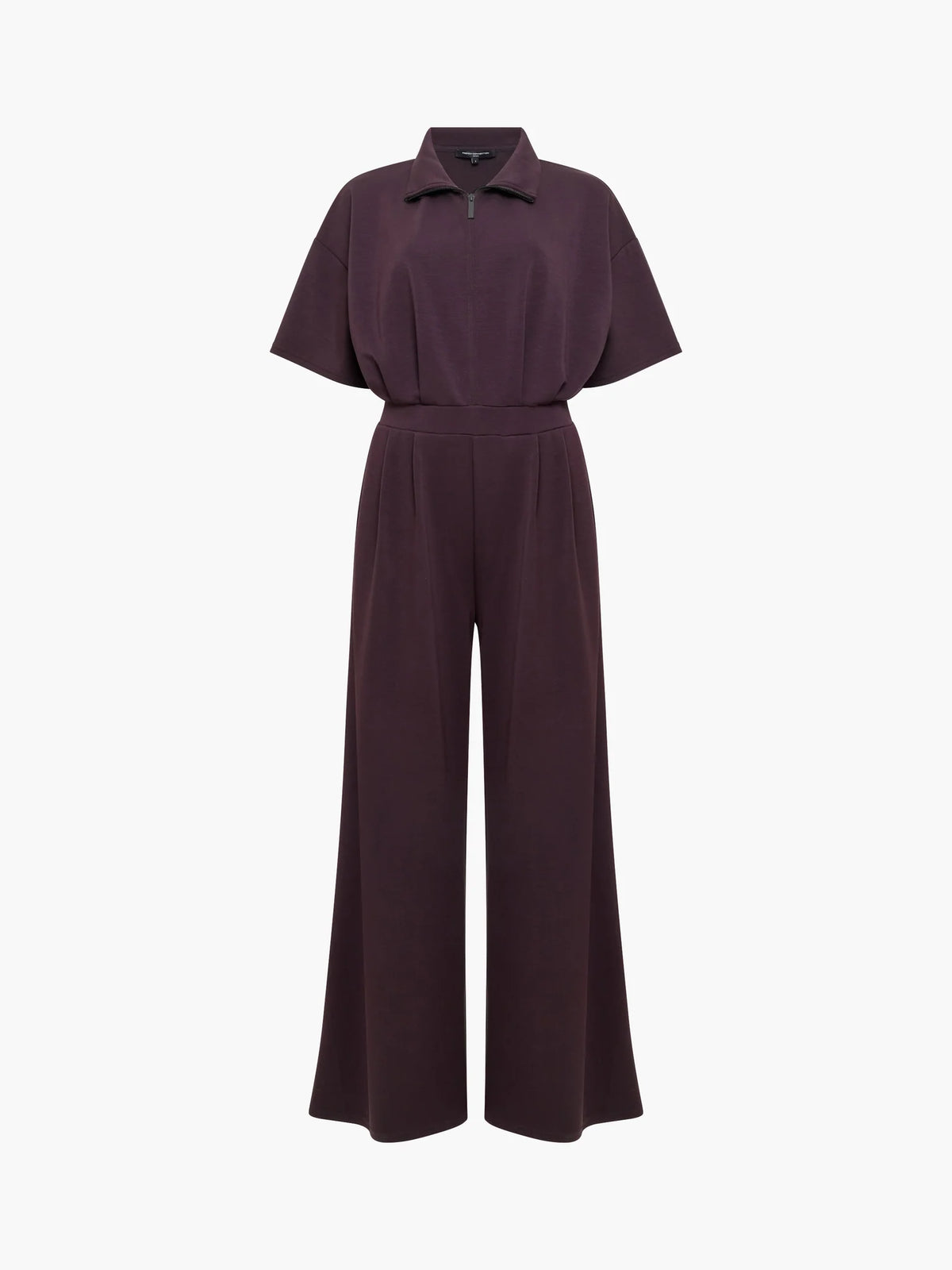 Wren Brown Half Zip Wide Leg Jumpsuit