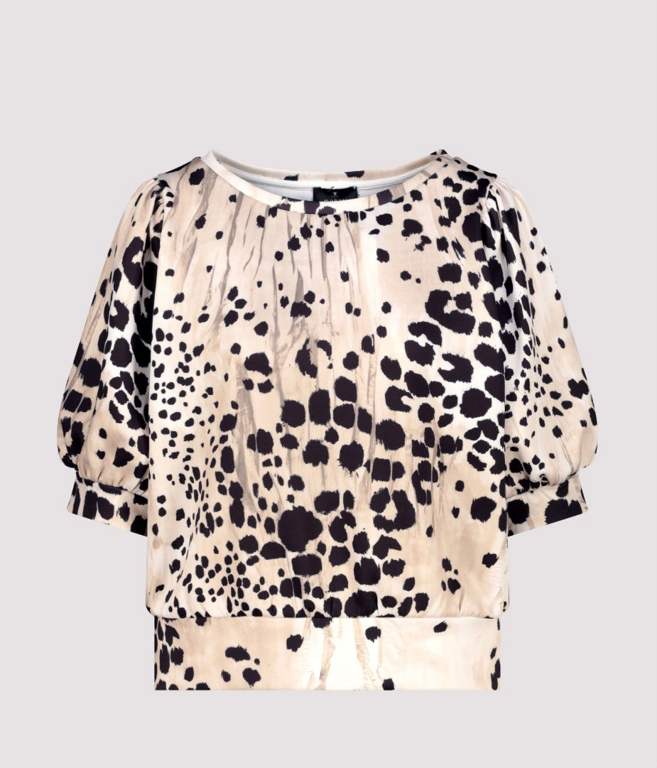 Sweatshirt leopard print short sleeve