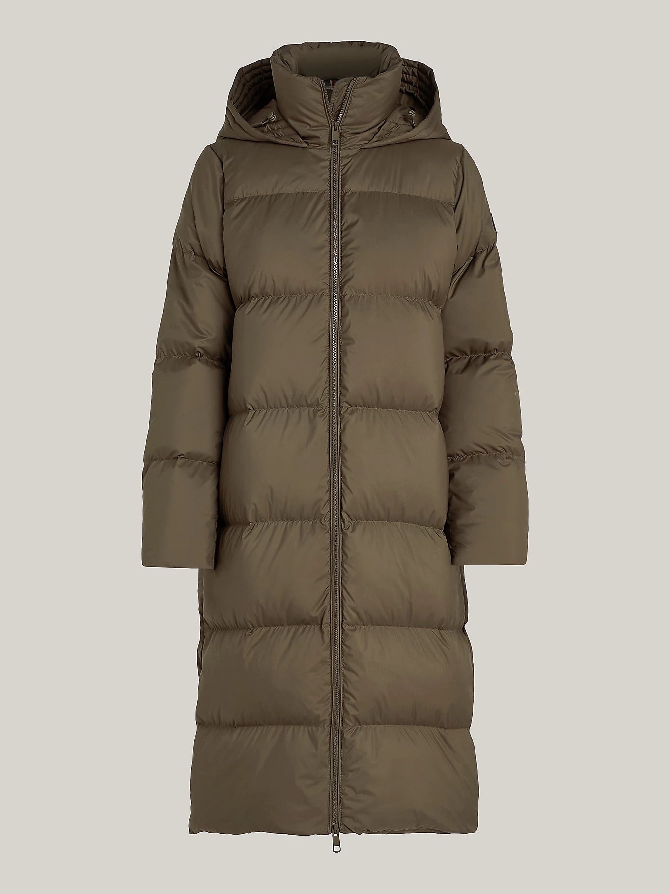 Water Repellent Down Longline Coat army green casual maxi
