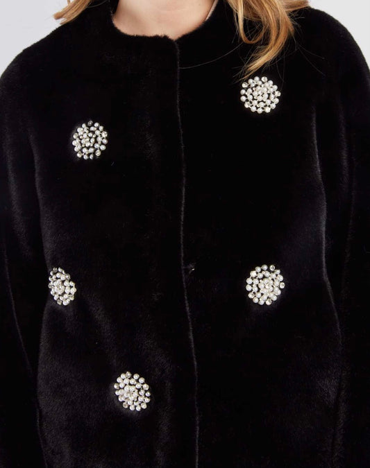 Reggae black faux fur short jacket