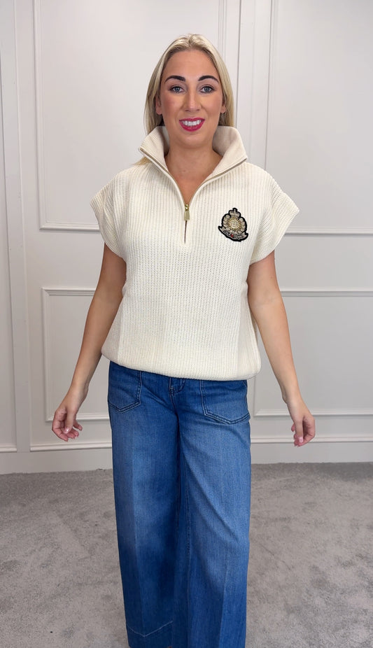 Cream half zip