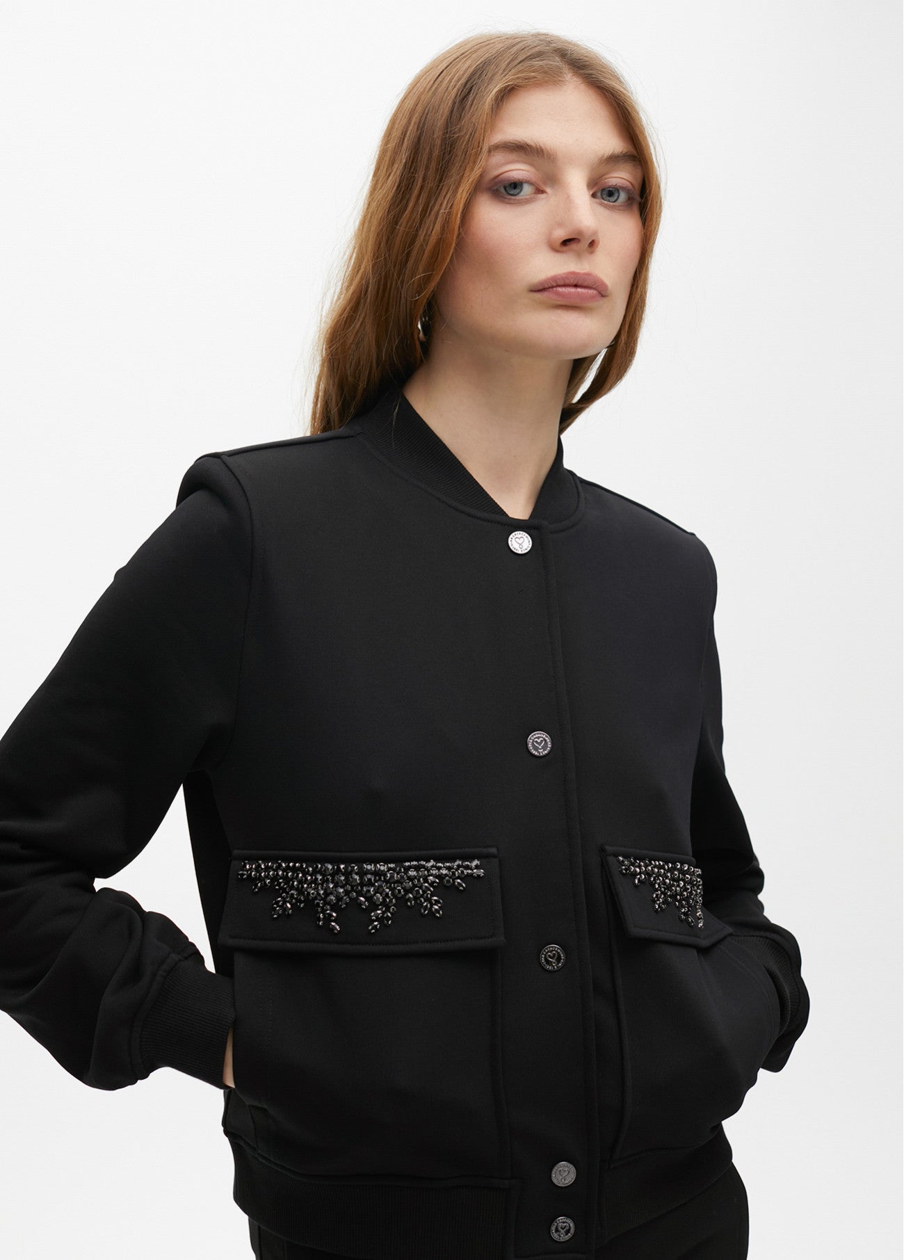 Sequins Bomber Jacket- Black