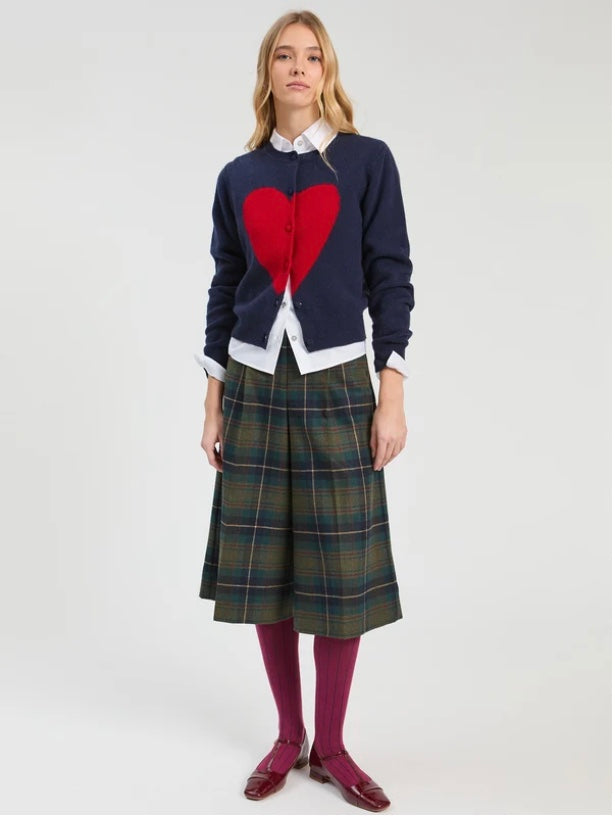 Navy Red Heart Intarsa Cardigan