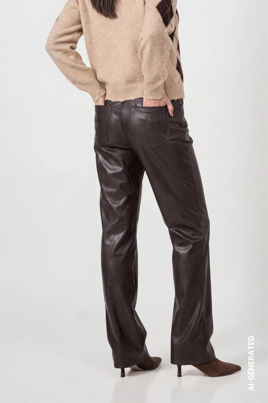 Brown leather effect trousers 110