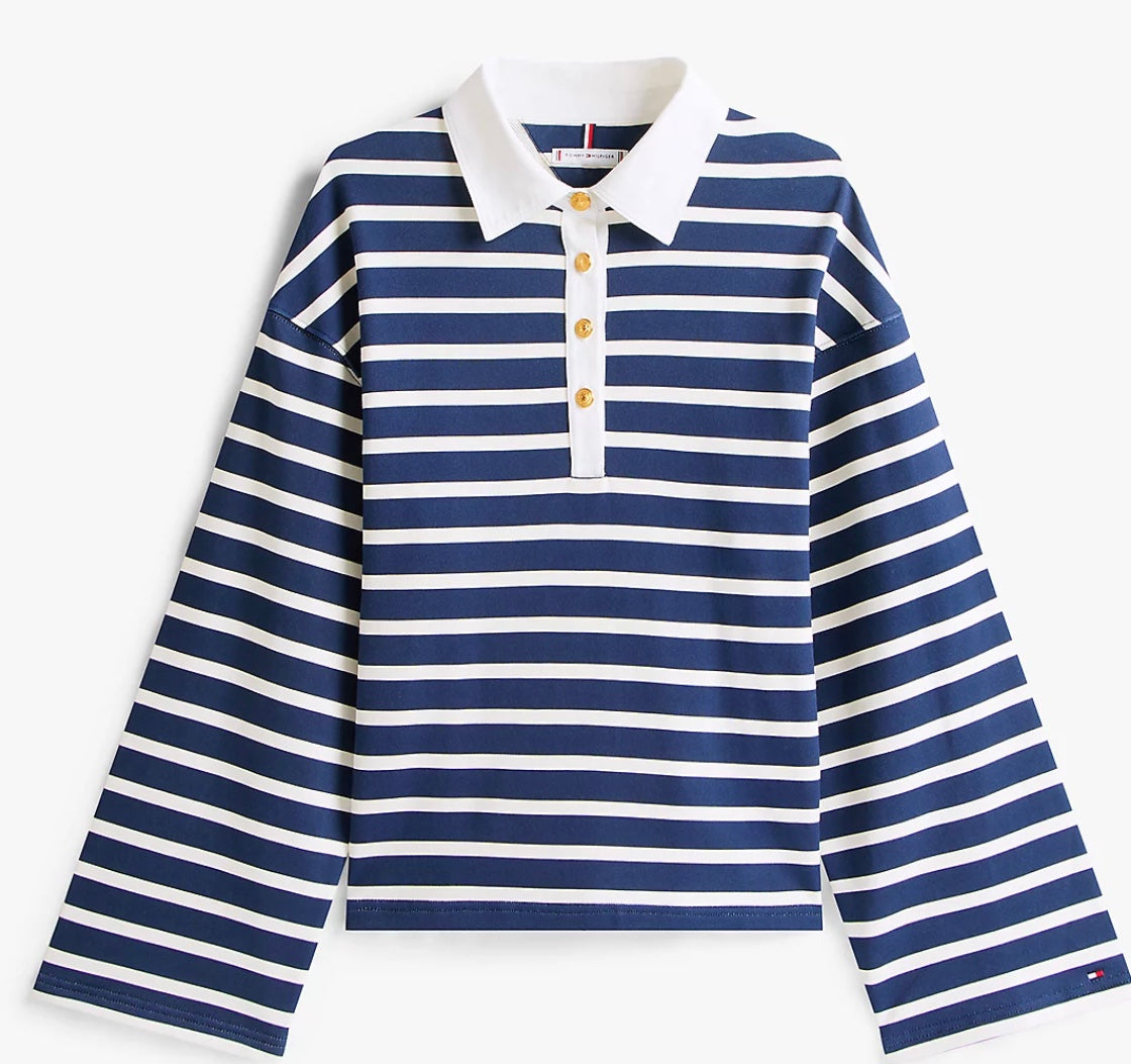 Navy/White Stripe relaxed Rugby Shirt