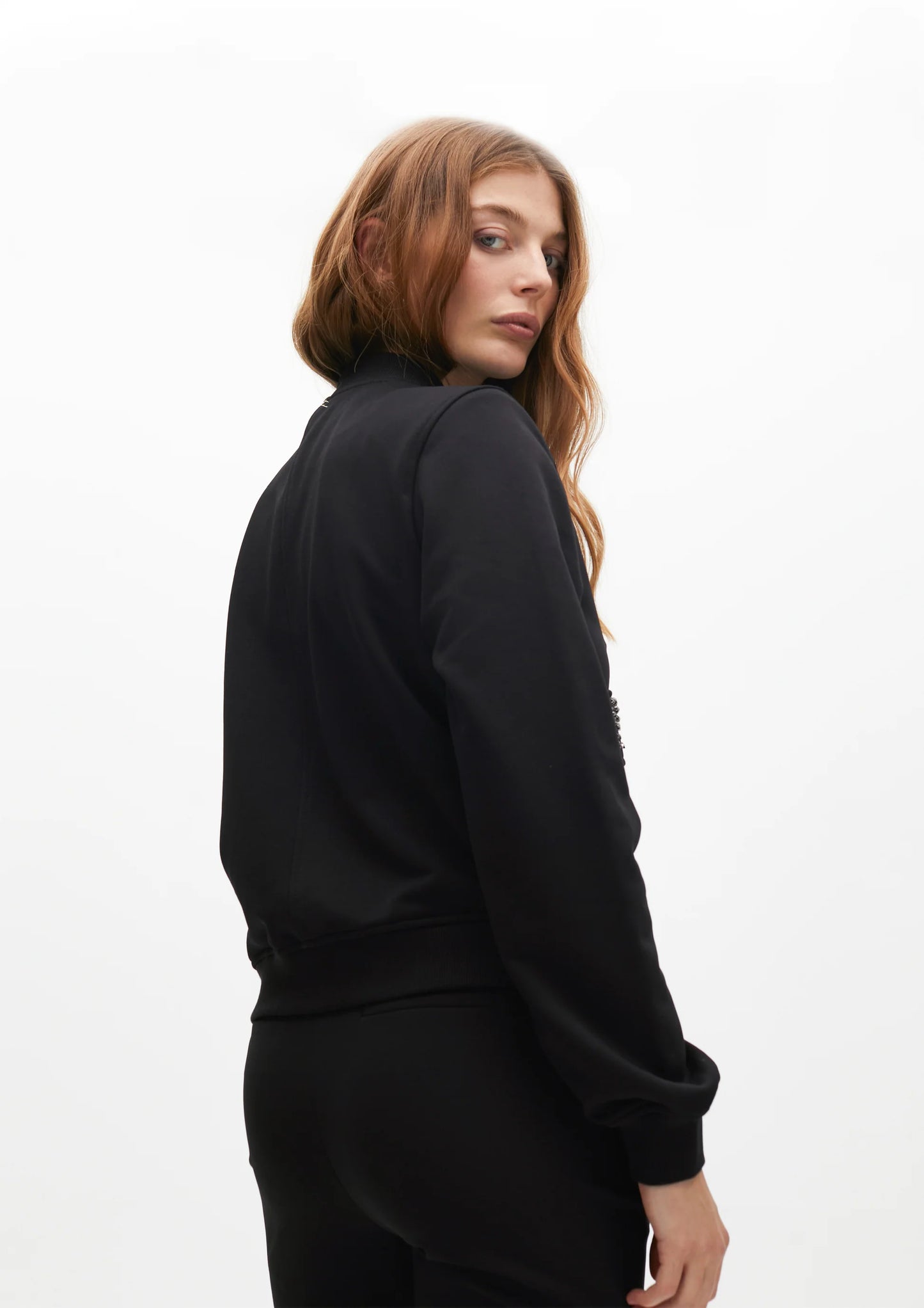 Sequins Bomber Jacket- Black