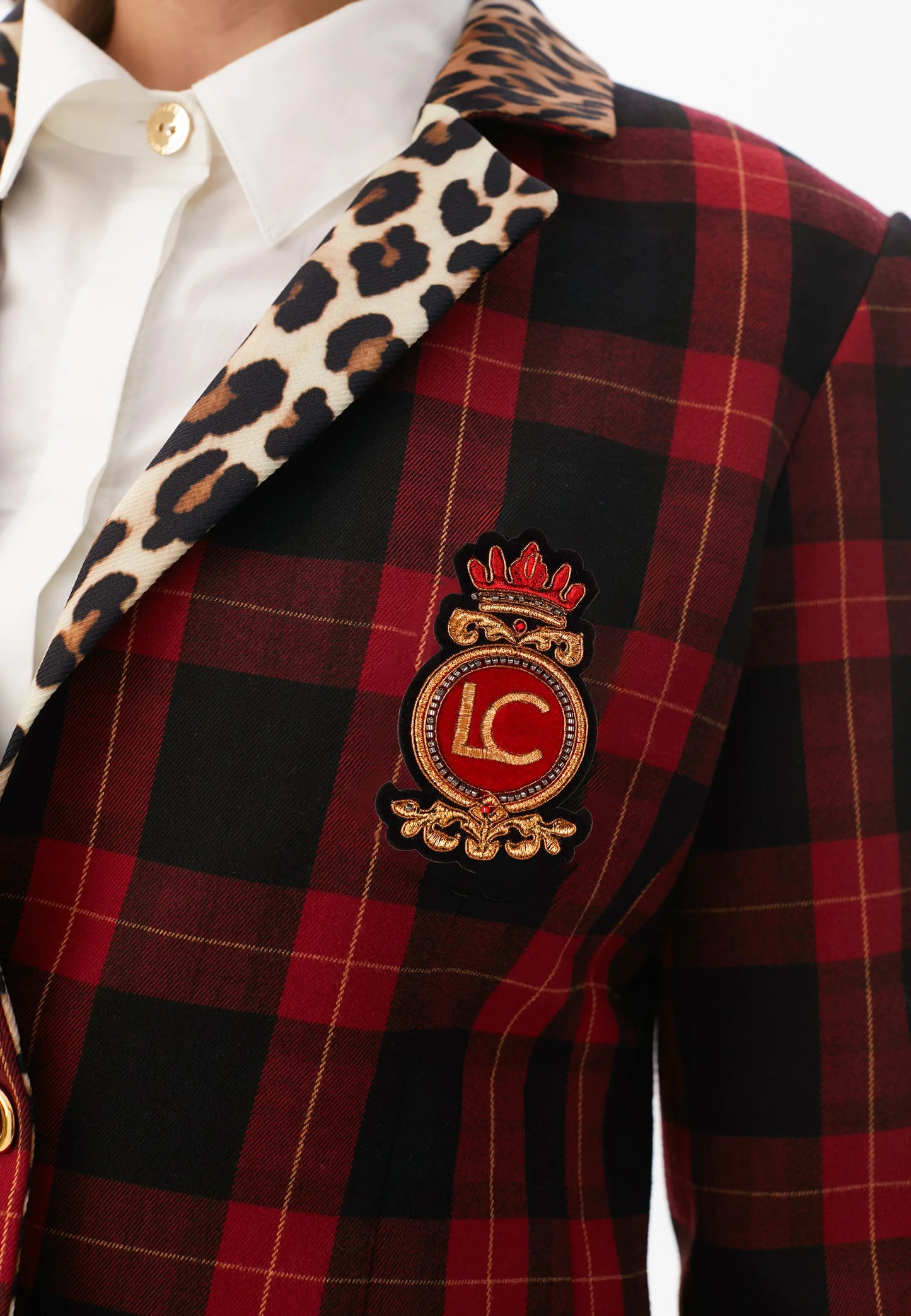 Animal print and tartan blazer