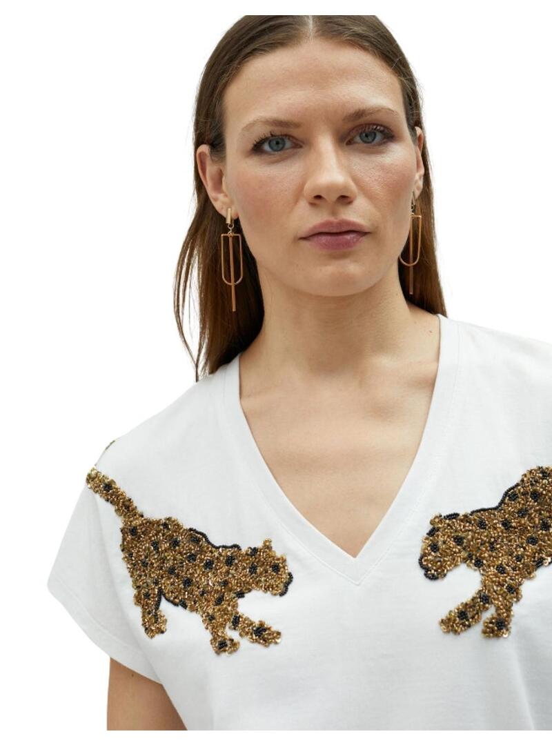 Camiseta white top with tiger detail