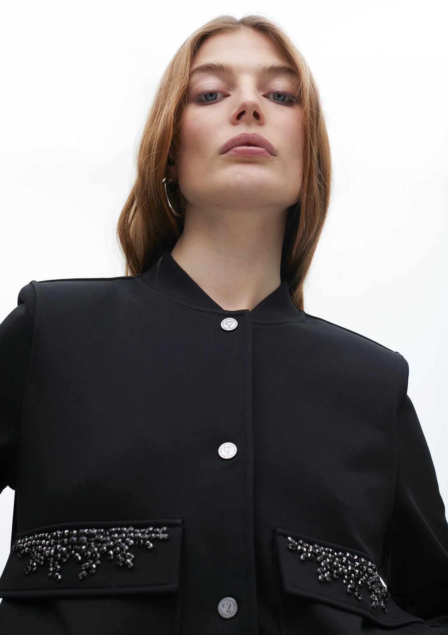 Sequins Bomber Jacket- Black