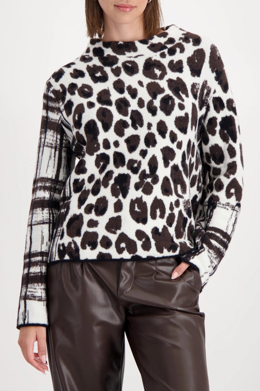 MIXED PRINT SWEATER - BLACK PATTERN 496