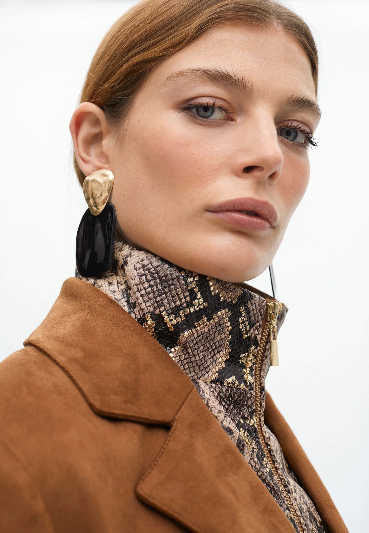 Snake print suede jacket