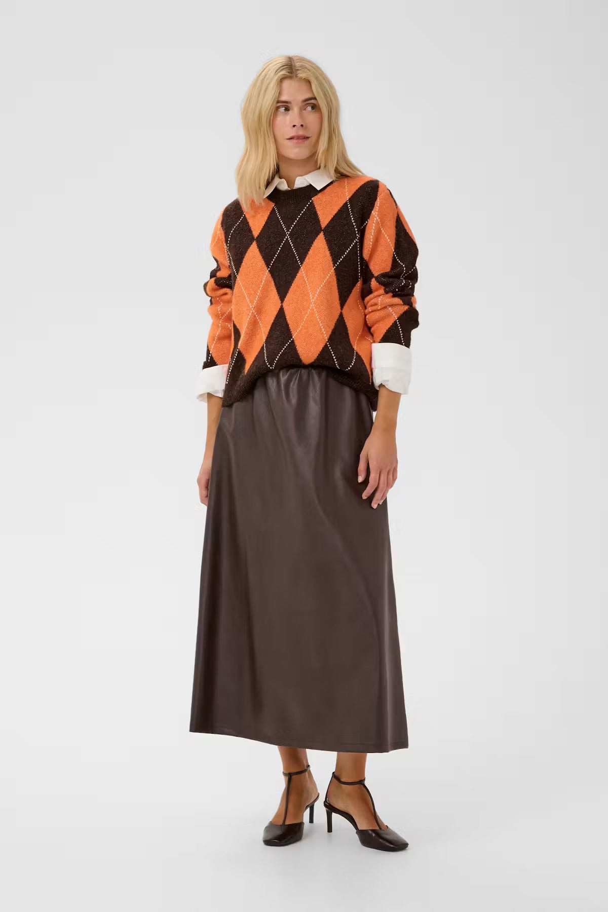 Argyle Pullover Brown And Orange