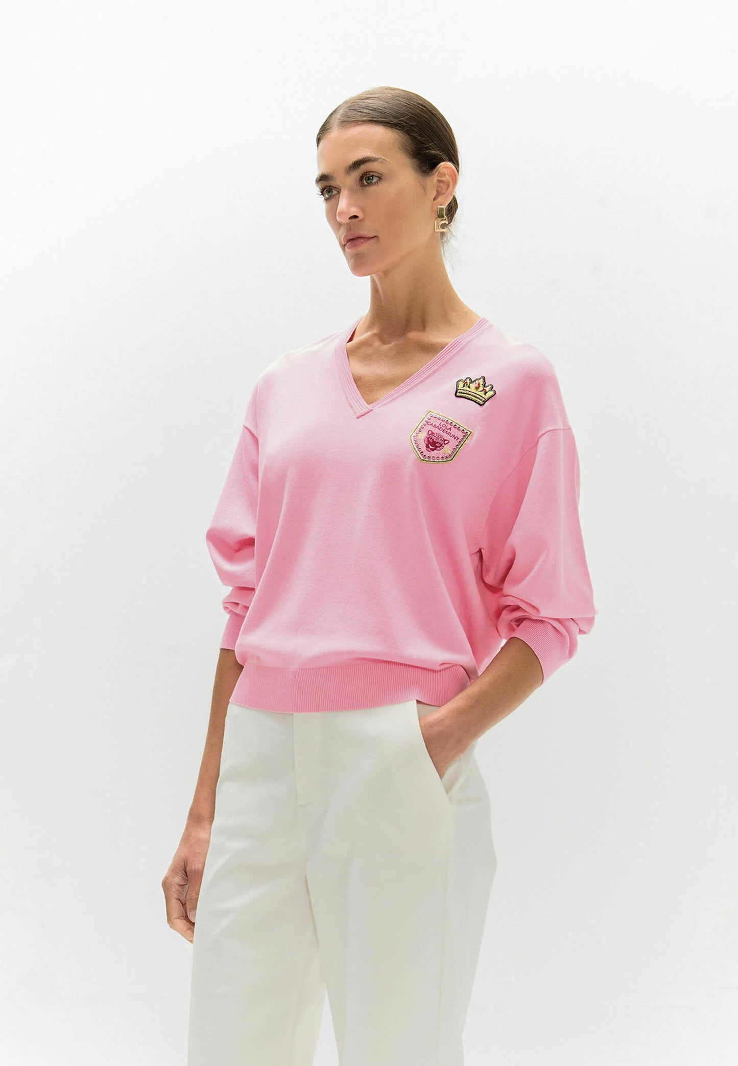 Pink Sweater With Badges Rosa