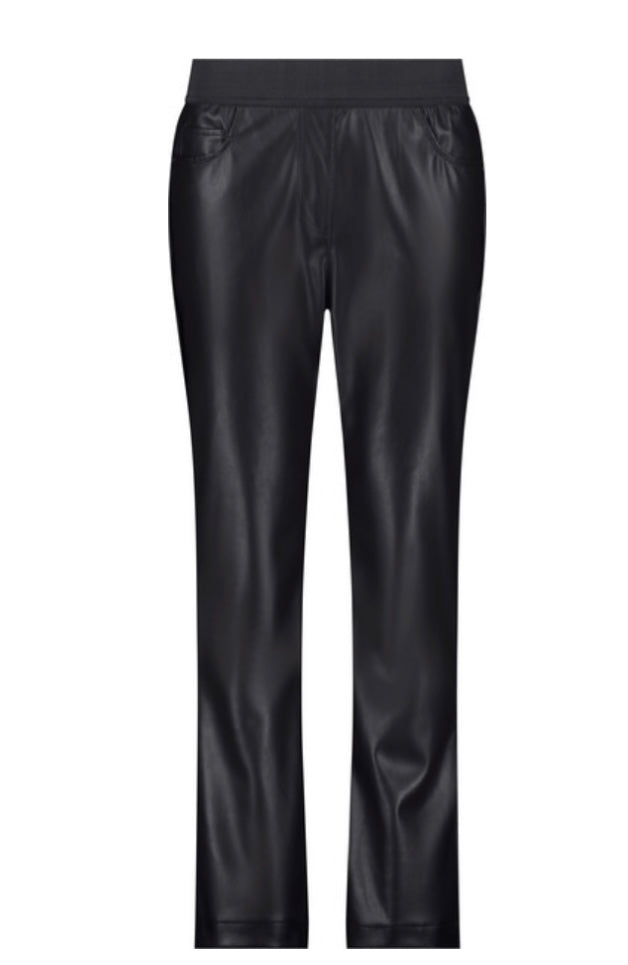 Montana black leather look flare trouser 753