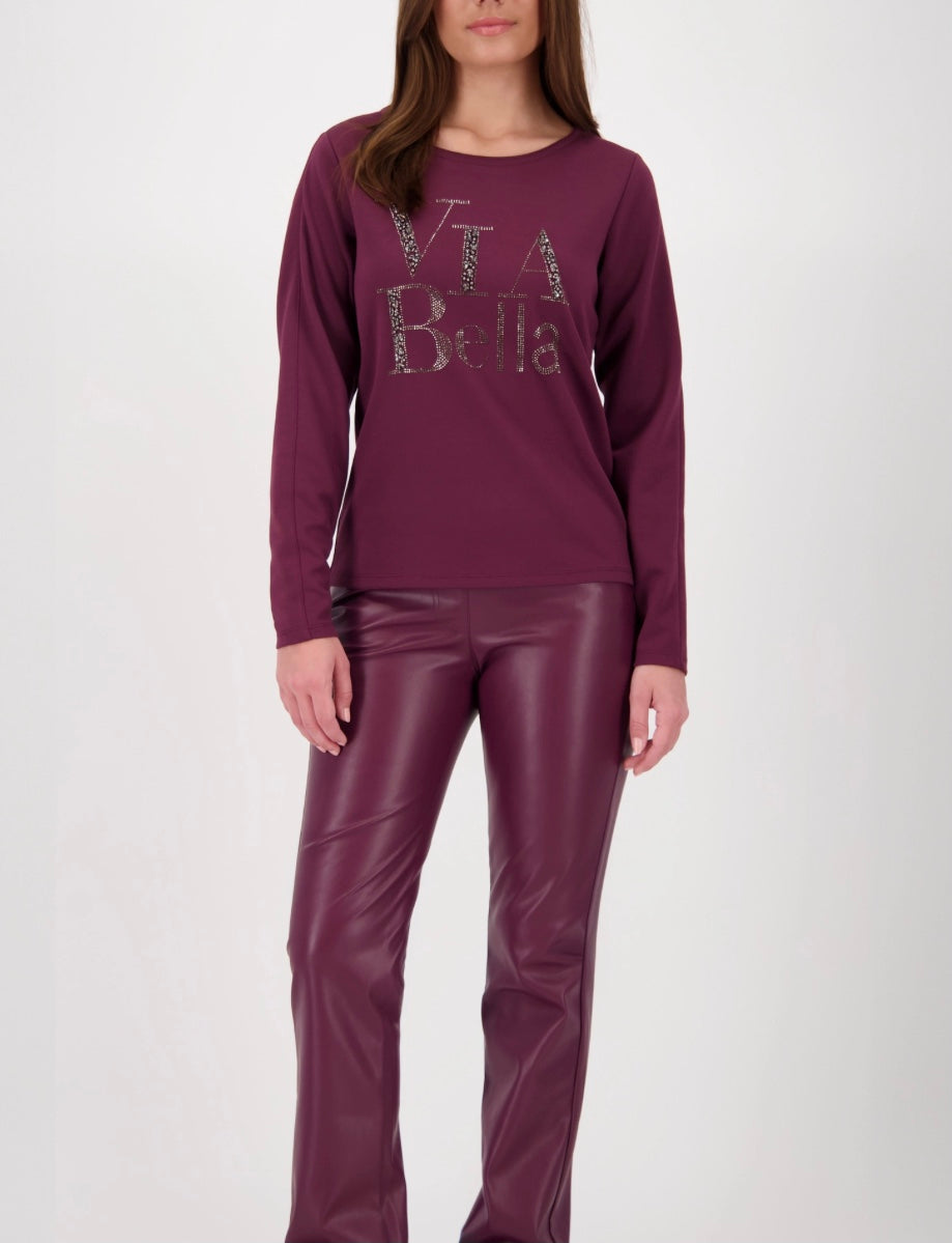 Bordeaux Leather Look Trouser 753