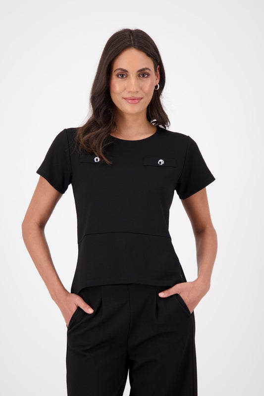 Black round neck top 992