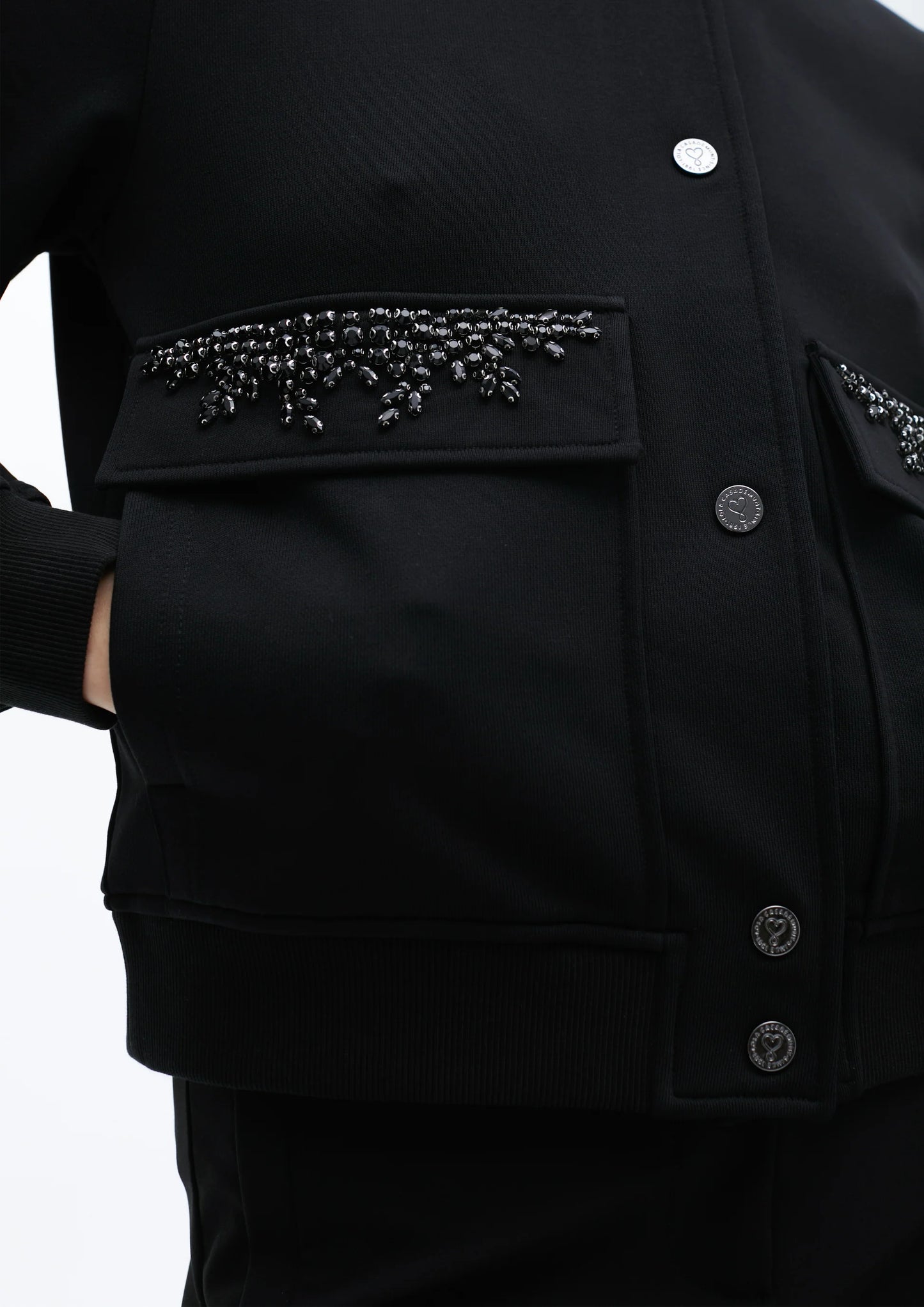 Sequins Bomber Jacket- Black