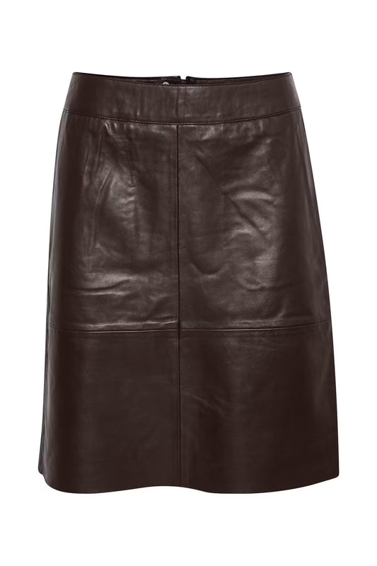 Berta Brown Leather Skirt