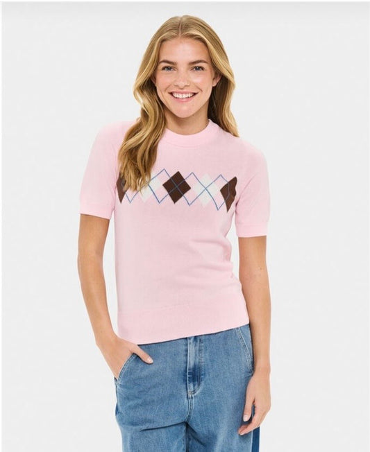Mindy Short Sleeve Top Pink/Brown