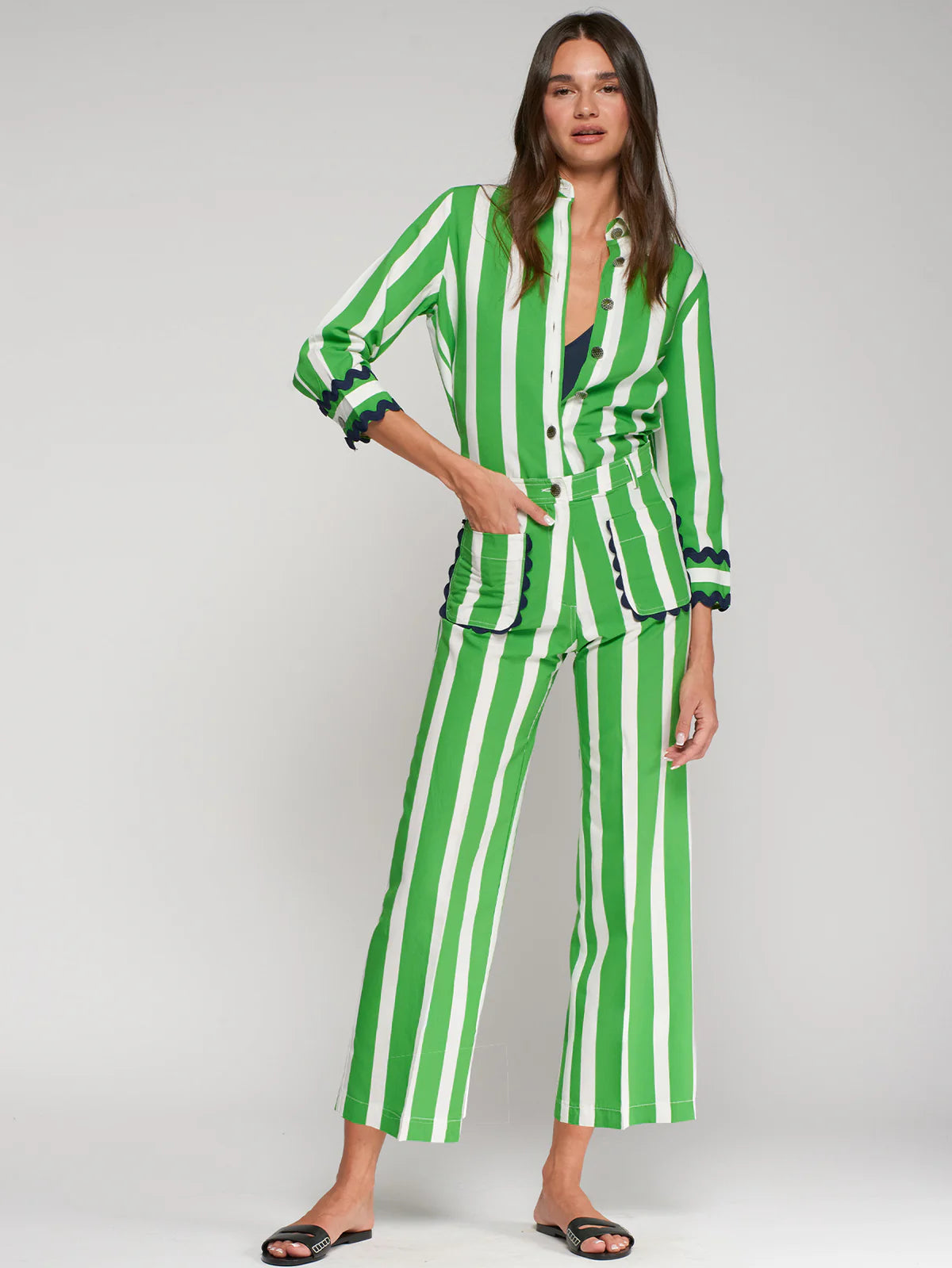GREEN STRIPED SHIRT