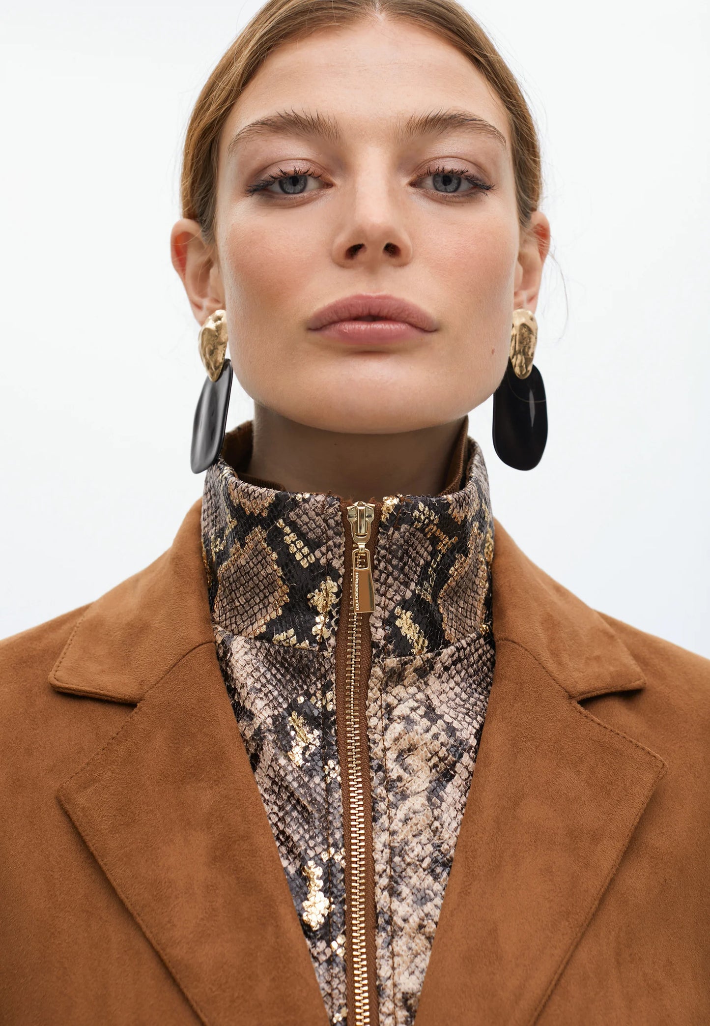 Snake print suede jacket