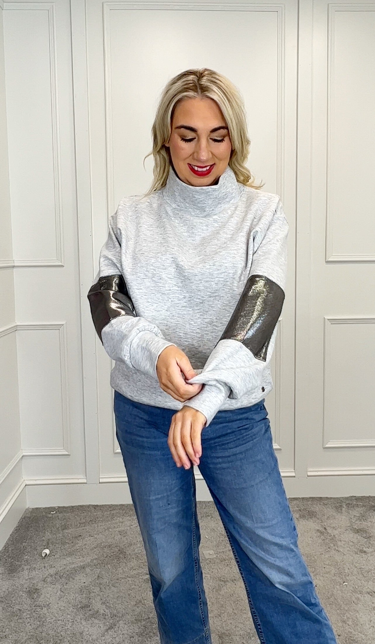 Grey Melange Patch Sleeve (Size UK 8 will fit UK 10)