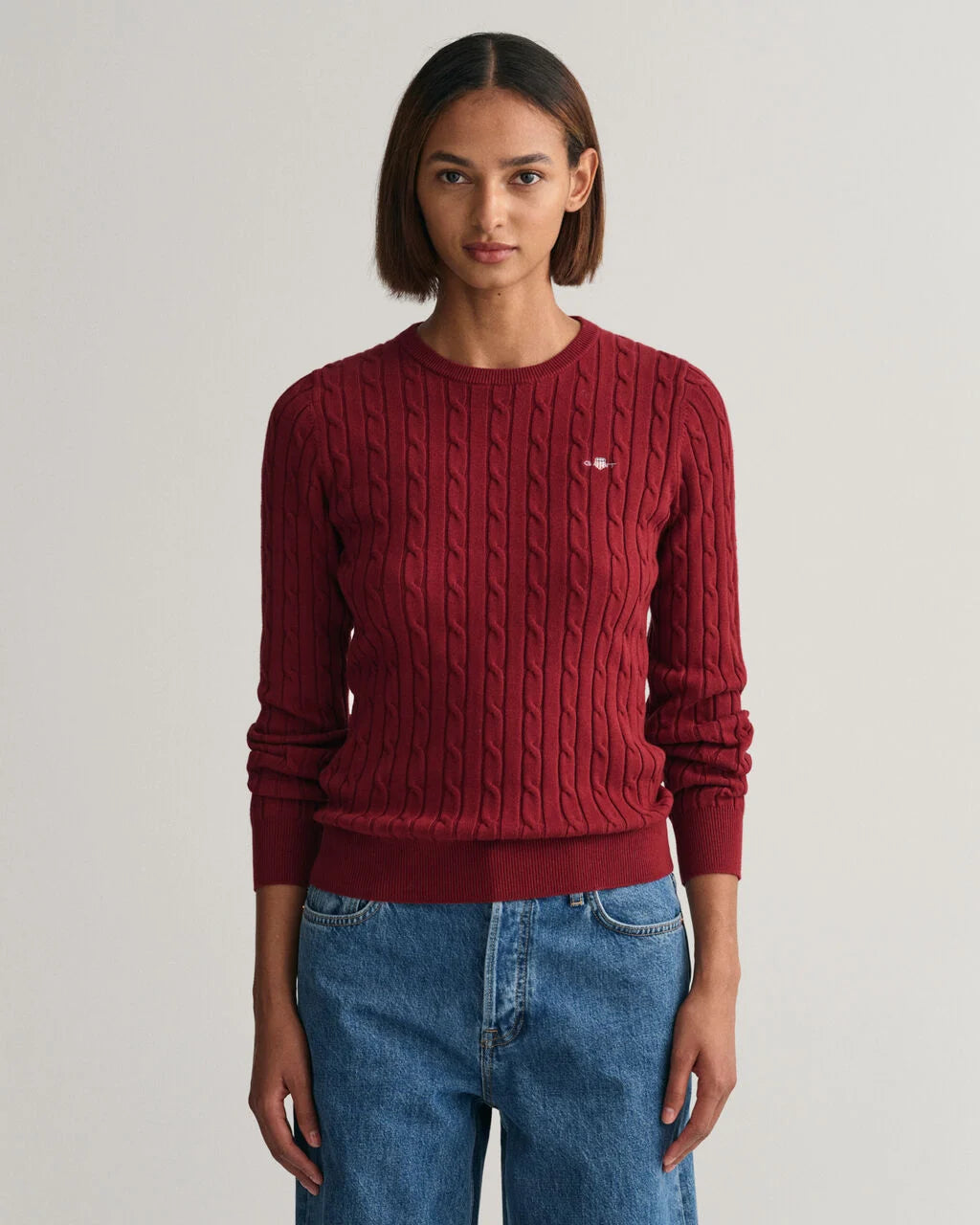 Cable knit jumper wine