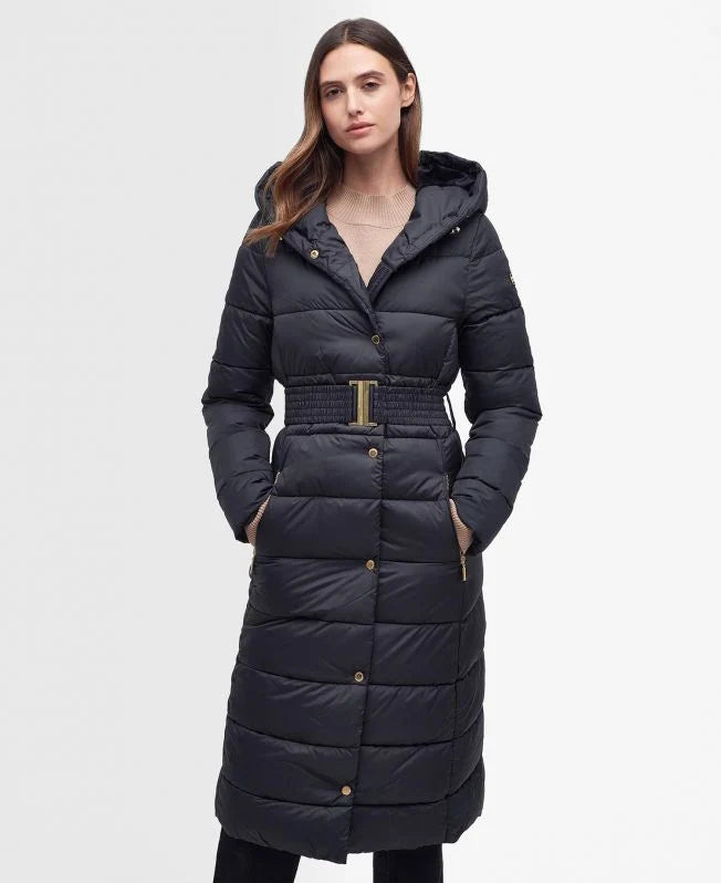 Track Line Quilted Coat- Black