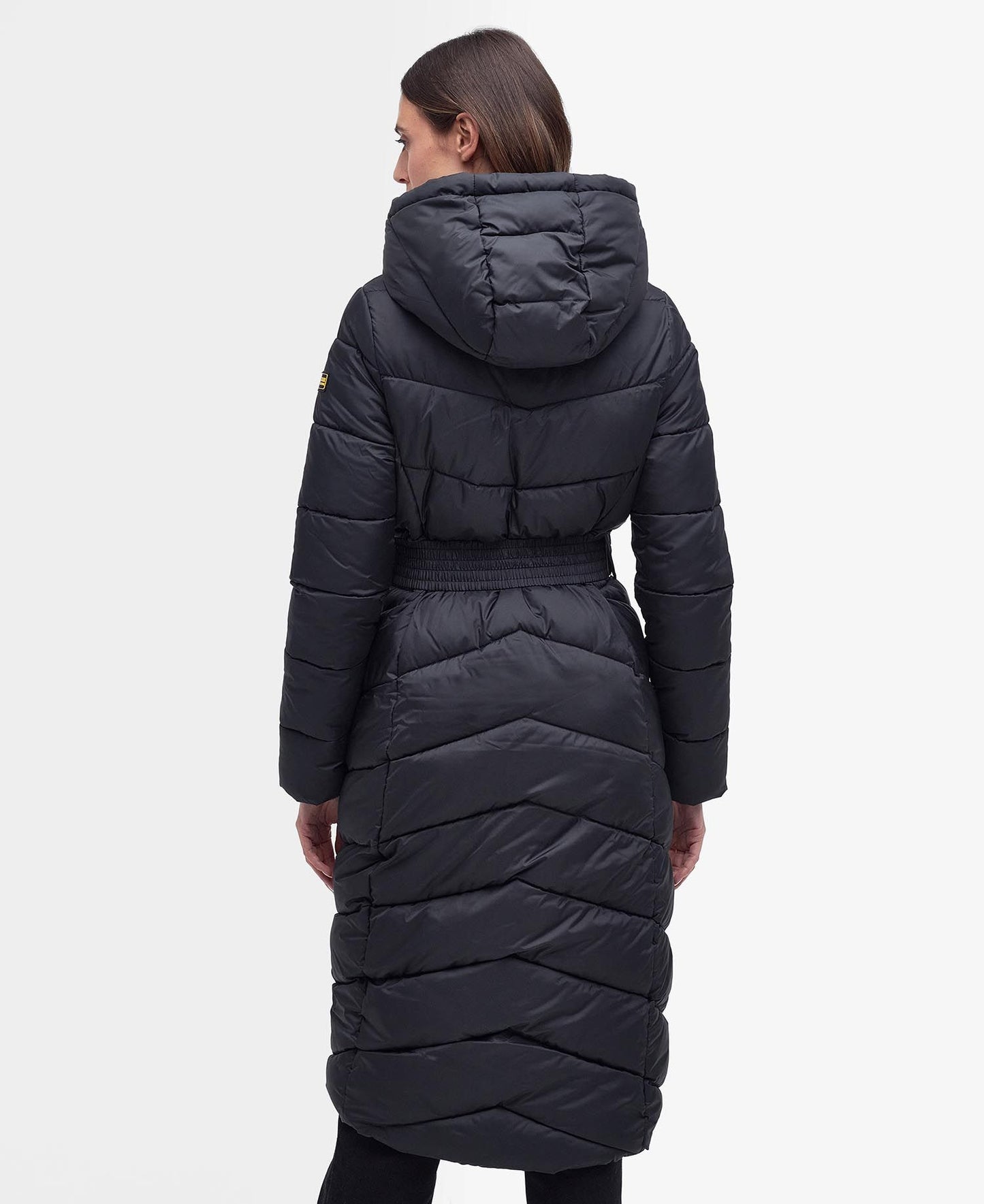 Track Line Quilted Coat- Black