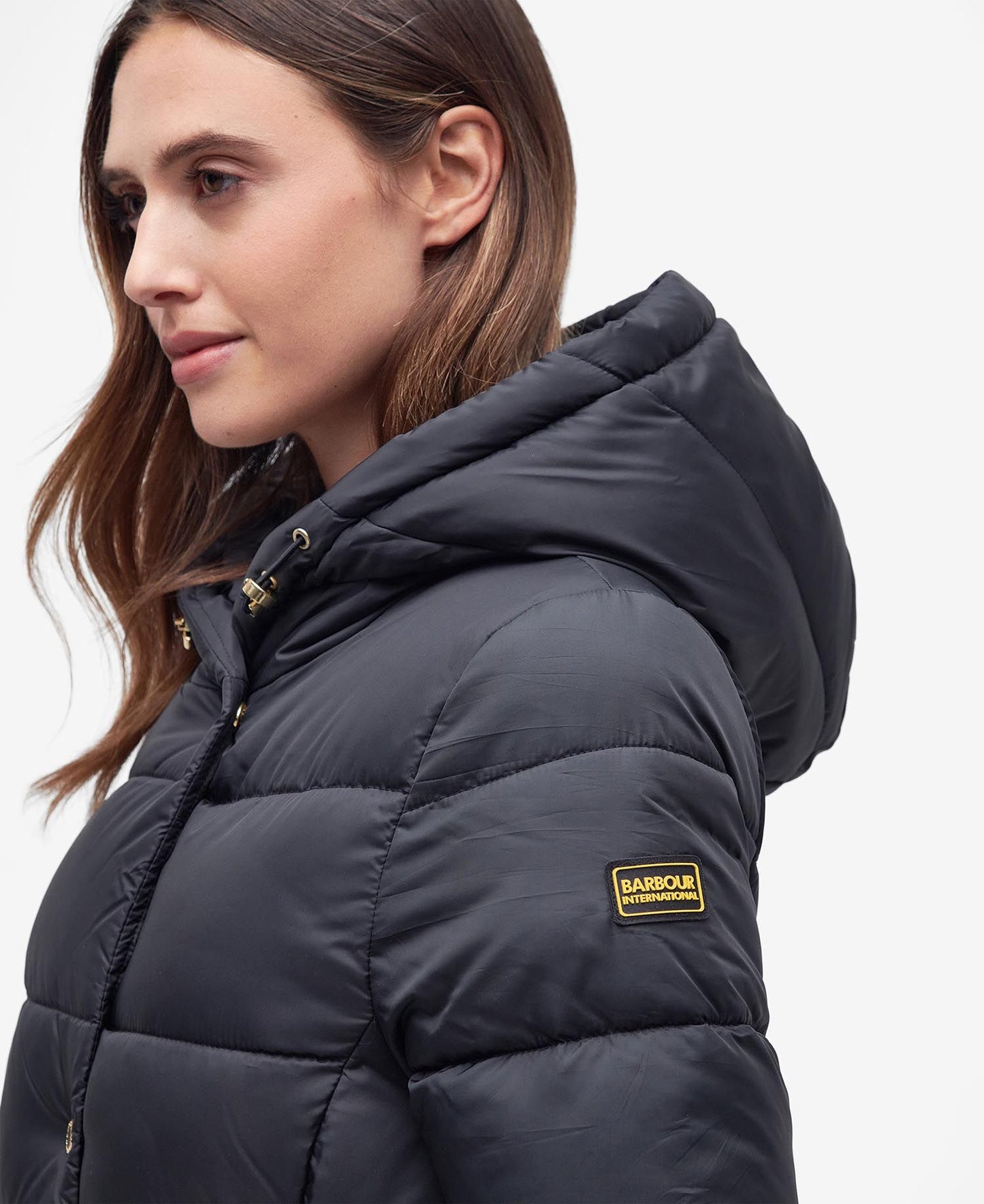 Track Line Quilted Coat- Black