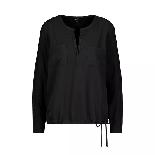 V neck Jersey back blouse  black