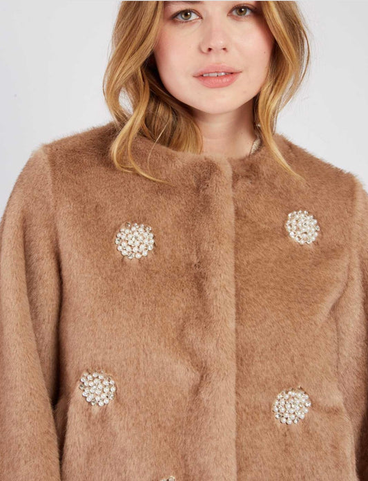 Reggae beige short faux fur jacket
